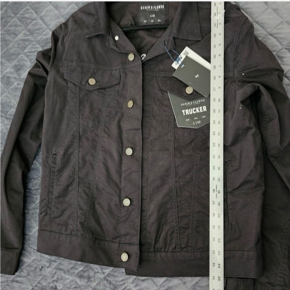 Denim & Flower Ricky Singh Black Men's Trucker Jacket Outerwear Stretch L NWOT - Picture 13 of 13